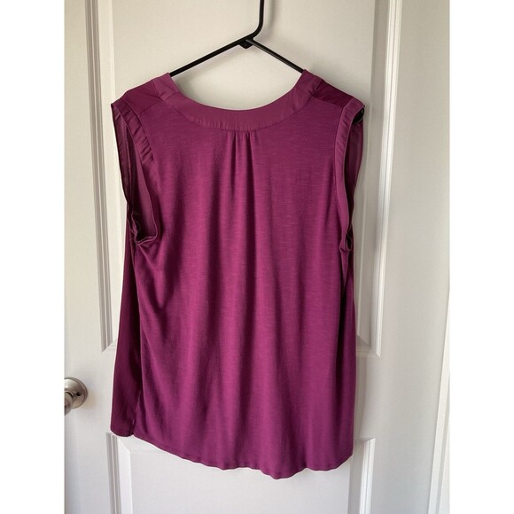 Sweet Grey V-Neck Purple Maroon Flowy Top XL Shirt Blouse Women X-Large - Picture 5 of 9